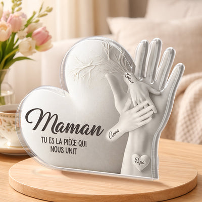 Hand in Hand™ – Personalisierter Acrylblock mit Vornamen