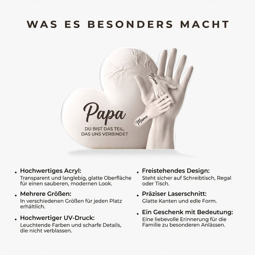 Hand in Hand™ – Personalisierter Acrylblock mit Vornamen