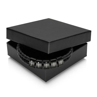 Personalisiertes Lederarmband für Opa mit gravierten Perlen