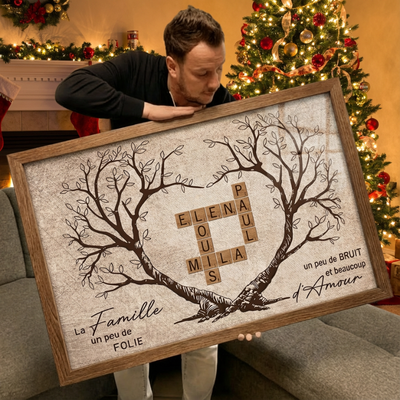 Familienbaum™ – Kreuzworträtsel-Leinwand mit personalisierten Vornamen