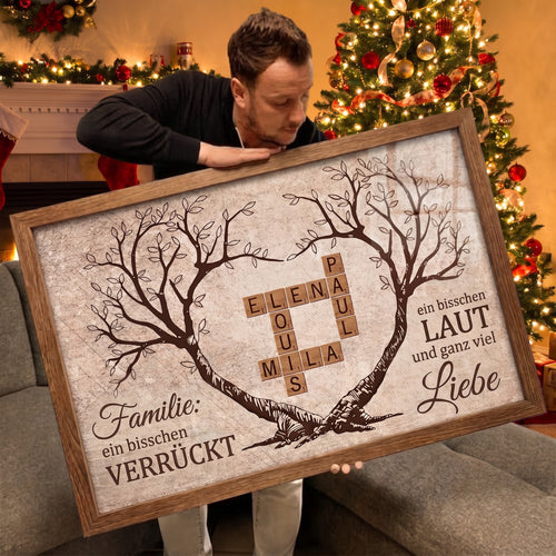 Familienbaum™ – Kreuzworträtsel-Leinwand mit personalisierten Vornamen