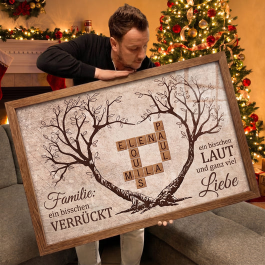 Familienbaum™ – Kreuzworträtsel-Leinwand mit personalisierten Vornamen