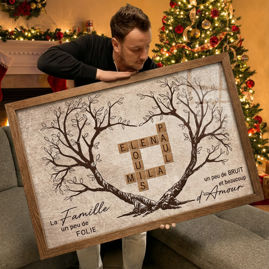 Familienbaum™ – Kreuzworträtsel-Leinwand mit personalisierten Vornamen