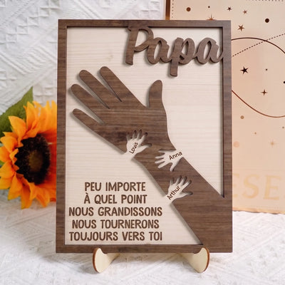 Mit dir verbunden™ – Personalisierter Holzrahmen Papa