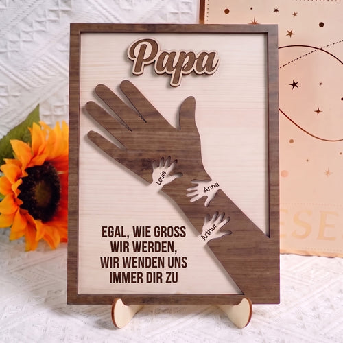 Mit dir verbunden™ – Personalisierter Holzrahmen Papa