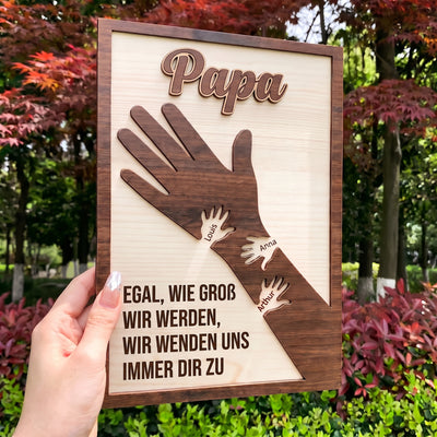 Mit dir verbunden™ – Personalisierter Holzrahmen Papa
