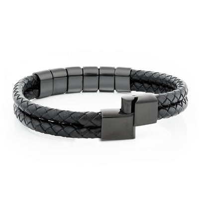 Personalisiertes Lederarmband für Opa mit gravierten Perlen