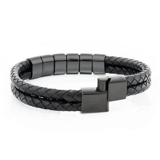 Personalisiertes Lederarmband für Opa mit gravierten Perlen