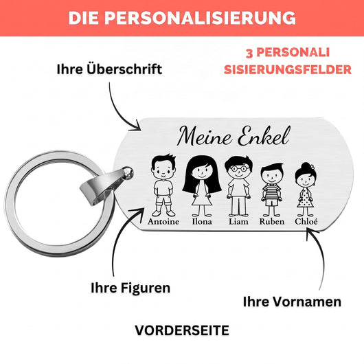 Personalisierter Familien-Schlüsselanhänger mit Enkelkindern