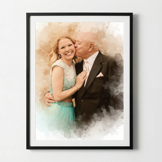 Papa & Ich™ – Personalisierte Leinwand im Aquarell-Look